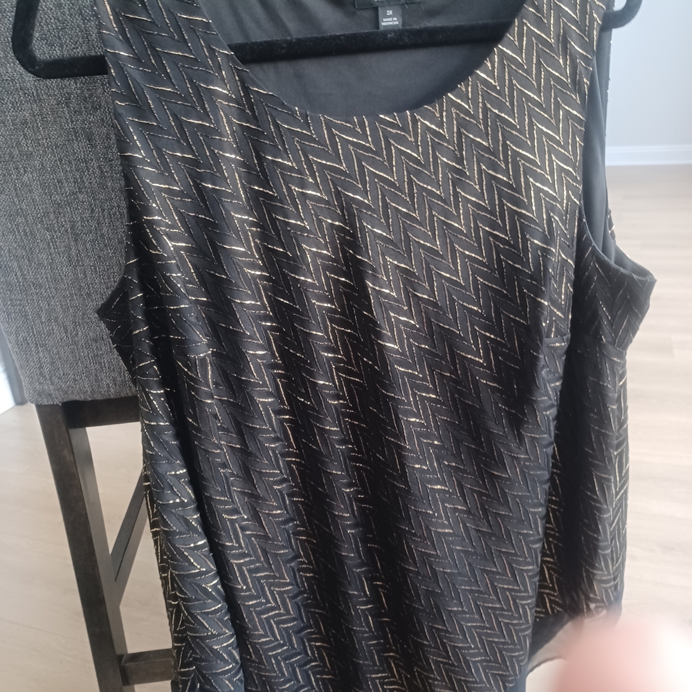 Alfani Black and Gold Patterned Blouse